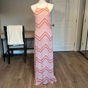 Audrey 3+1 Red and White Aztec Print Sleeveless Coverup Maxi Dress - Size S